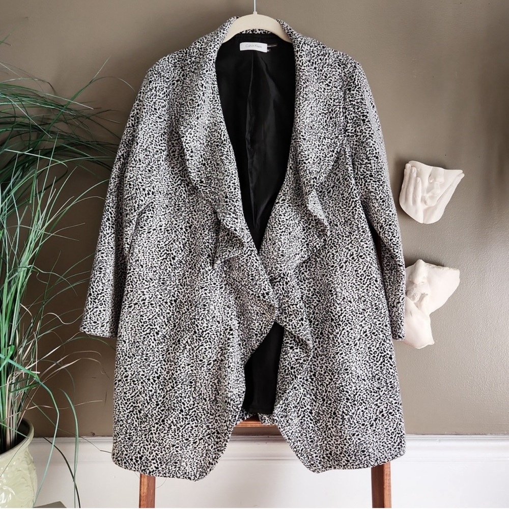 Calvin Klein Black & White Animal Print “Waterfall”Jacket Sz. 14 - EUC- CUTE!